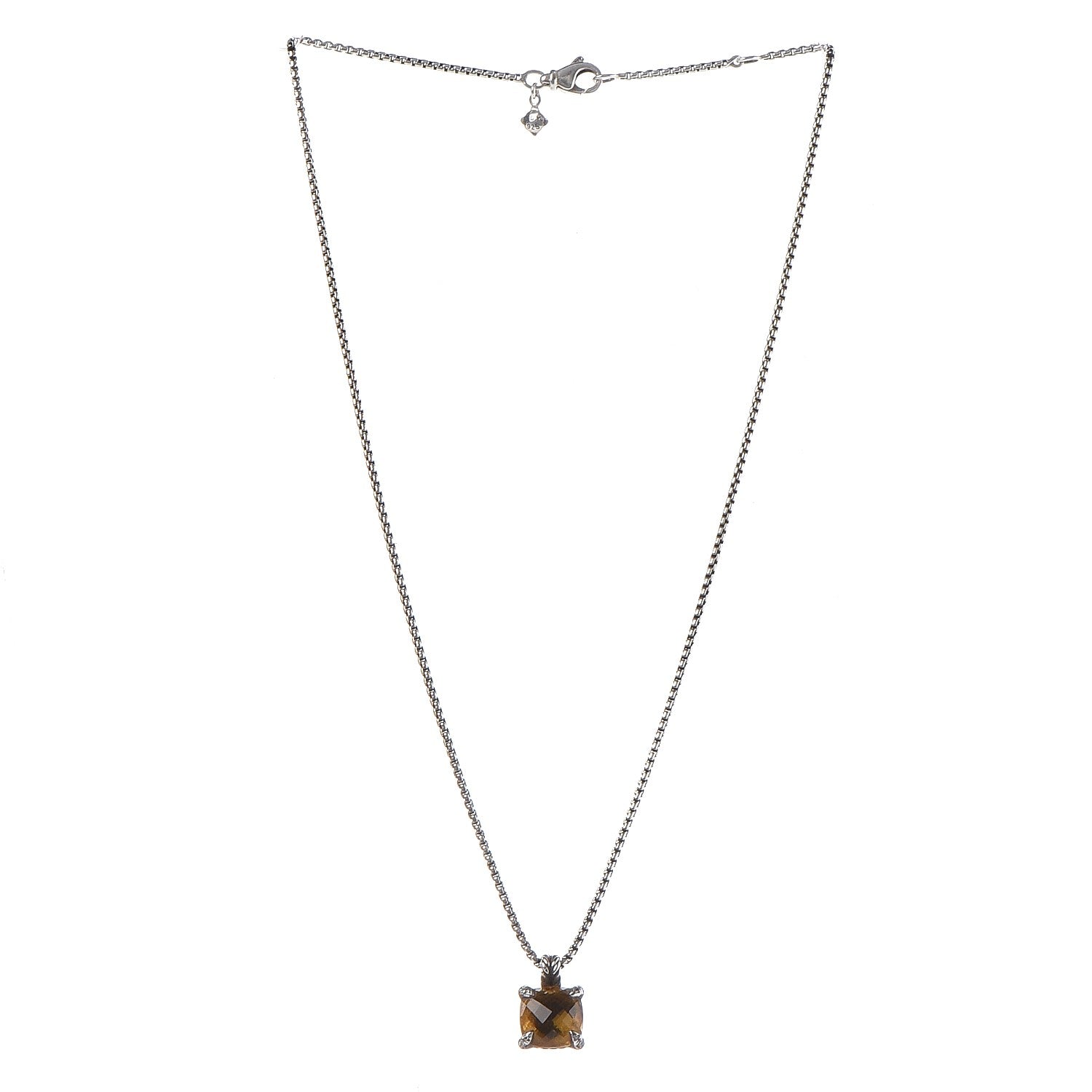 David Yurman Sterling Silver Diamond Citrine 14mm Chatelaine Pendant Necklace 3 of 7