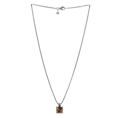 David Yurman Sterling Silver Diamond Citrine 14mm Chatelaine Pendant Necklace 3 of 7