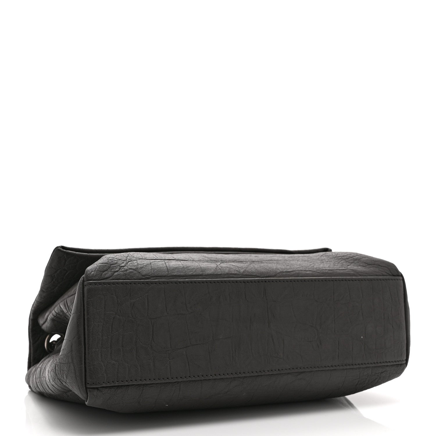 Saint Laurent Calfskin Crocodile Embossed Medium West Hollywood Monogram Fold-Over Earth 4 of 10