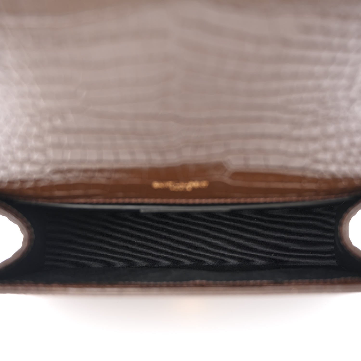 Saint Laurent Calfskin Crocodile Embossed Medium Classic Monogram Kate Tassel Satchel Dark Brown 5 of 15