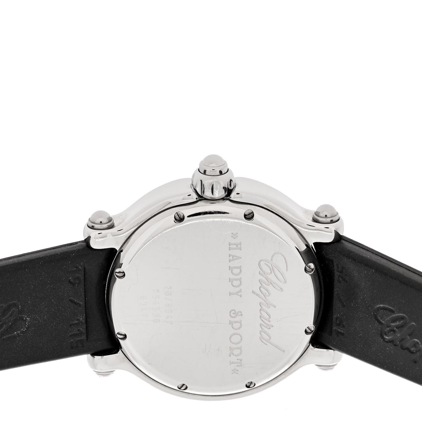 Stainless Steel Rubber Diamond 38mm Happy Sport Fish Quartz Watch Black
