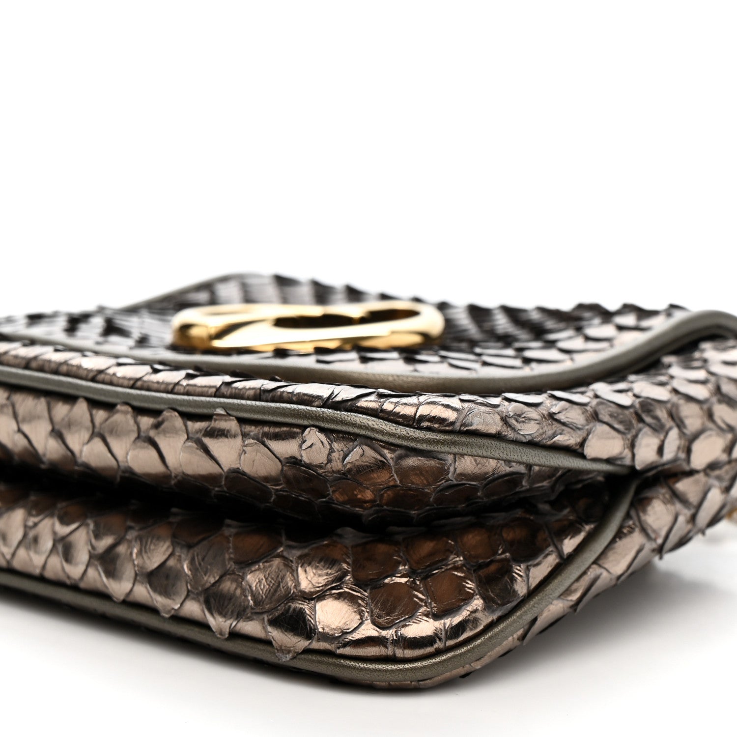 Gucci Snakeskin Small 1973 Chain Shoulder Bag Gunmetal 10 of 13