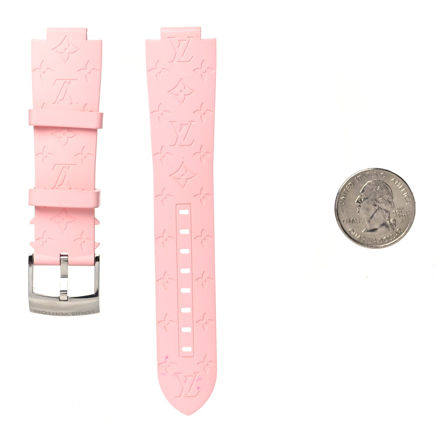 Louis Vuitton Rubber Monogram Tambour Watch Strap Rose 2 of 5
