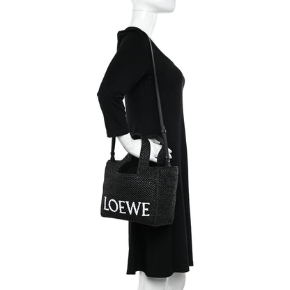 Loewe Raffia Small Paula's Ibiza Logo Tote Black White 2 of 9
