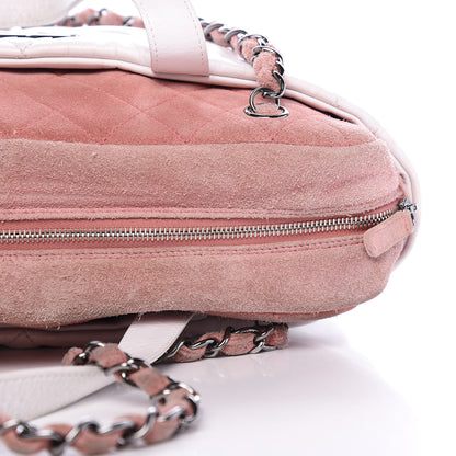 Chanel Glazed Calfskin Suede Quilted Portobello Tote White Pink 9 of 14
