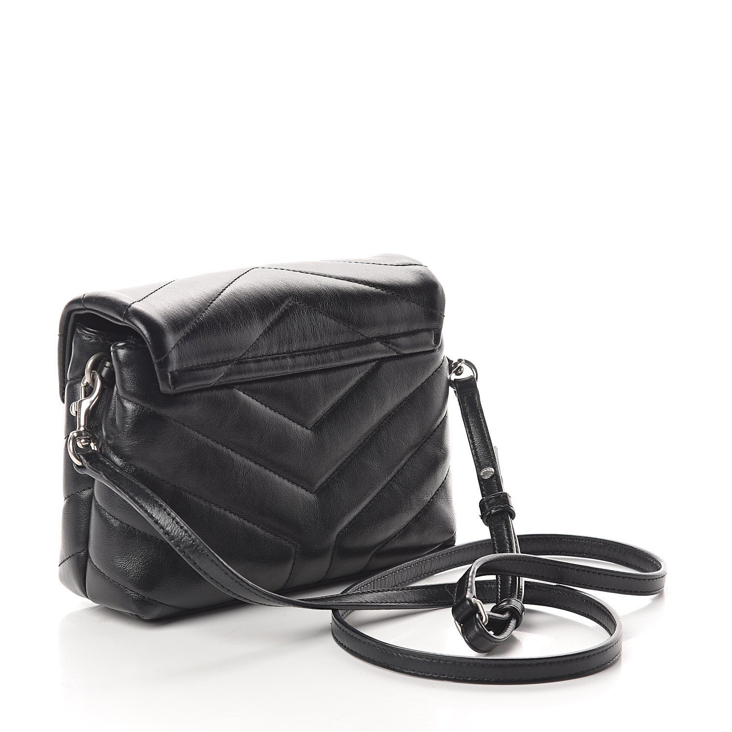 Saint Laurent Calfskin Y Quilted Monogram Toy Loulou Crossbody Bag Black 2 of 8