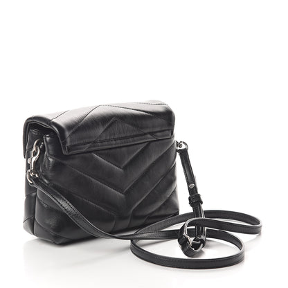 Saint Laurent Calfskin Y Quilted Monogram Toy Loulou Crossbody Bag Black 2 of 8