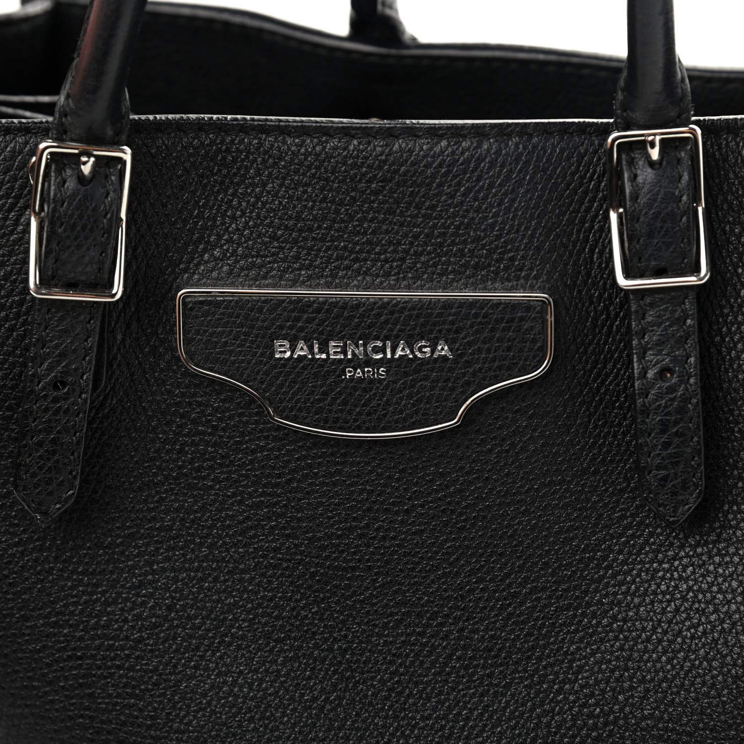 Balenciaga Grained Calfskin Plate Hardware Papier A6 Zip Around Tote Black 7 of 12