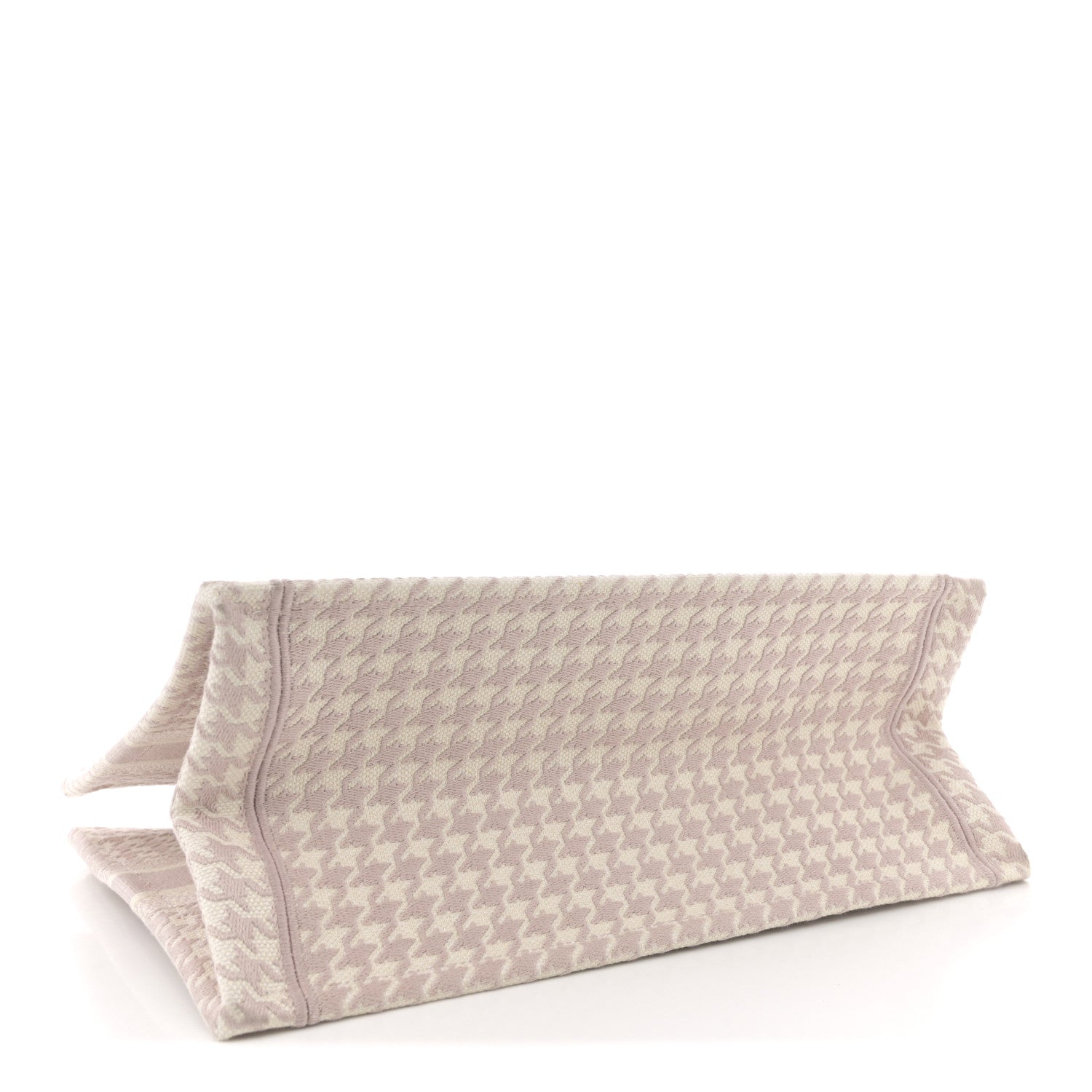Christian Dior Canvas Macro Houndstooth Embroidered Book Tote Pink White 3 of 11