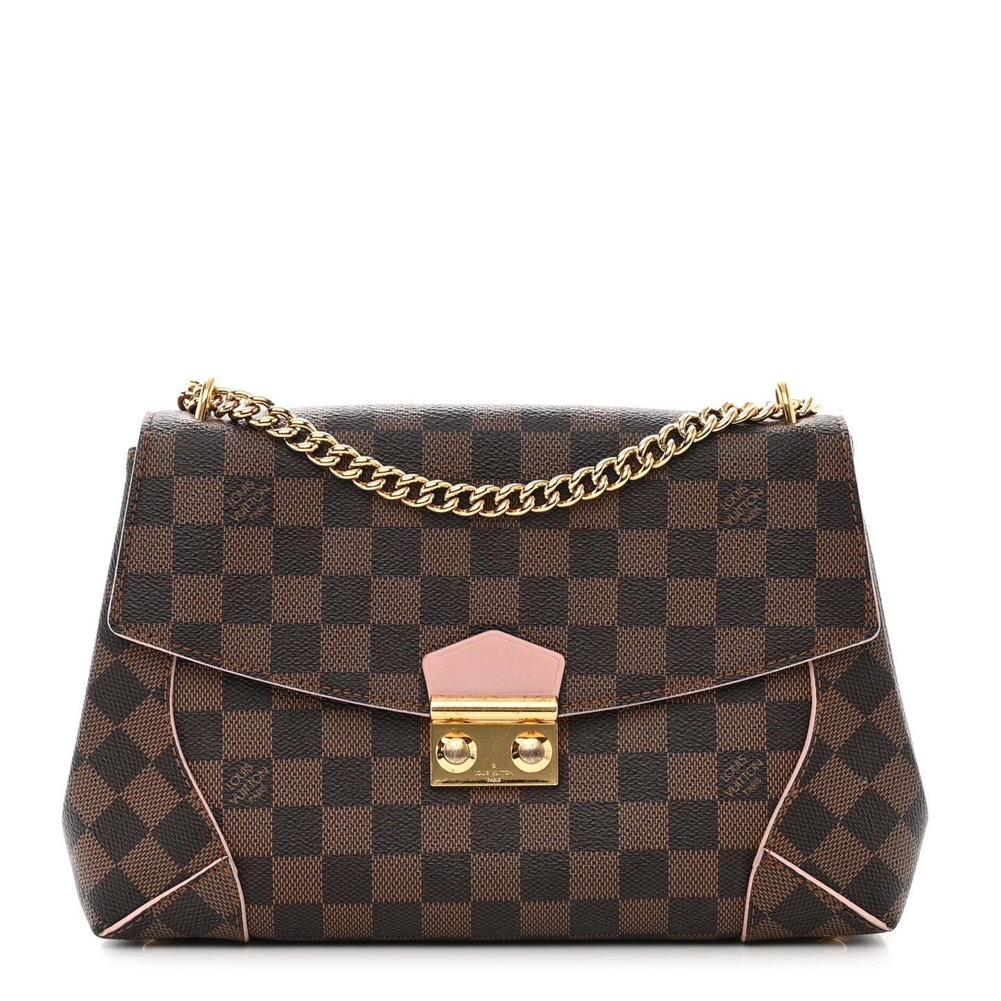 LOUIS VUITTON Damier Ebene Caissa Clutch Rose Ballerine