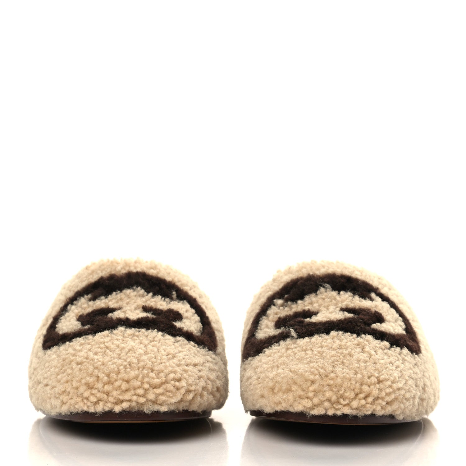 Gucci Shearling Interlocking G Womens Eileen Slippers 37 Butterscotch Cocoa 2 of 9