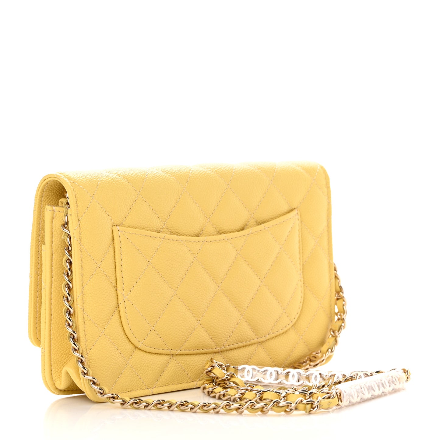 Caviar Quilted Tiny CC Wallet On Chain WOC Yellow