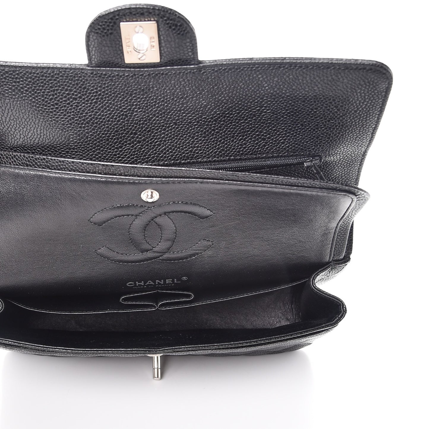 Caviar Quilted Medium Double Flap Black