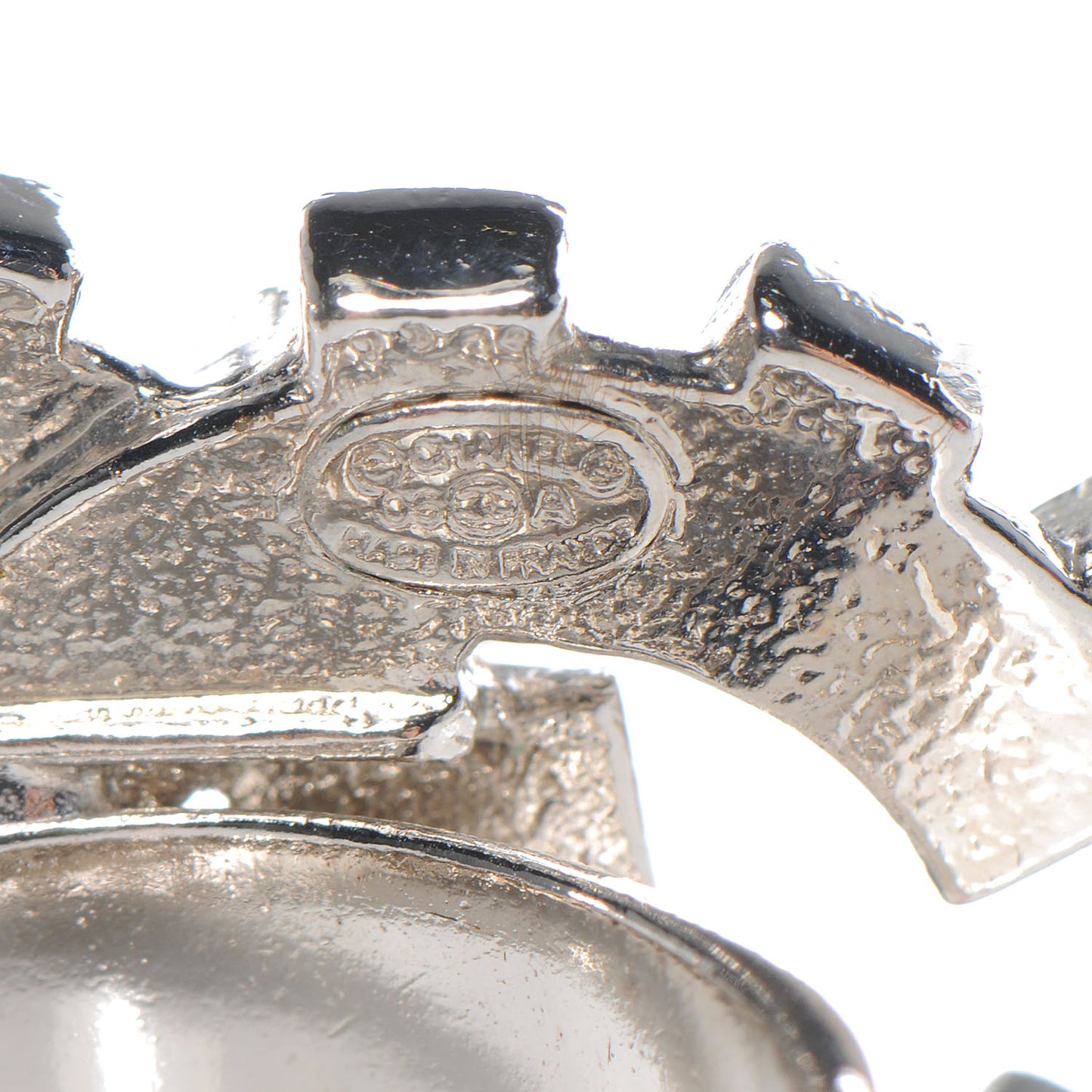 Crystal Baguette CC Logo Ring 6.5 Silver