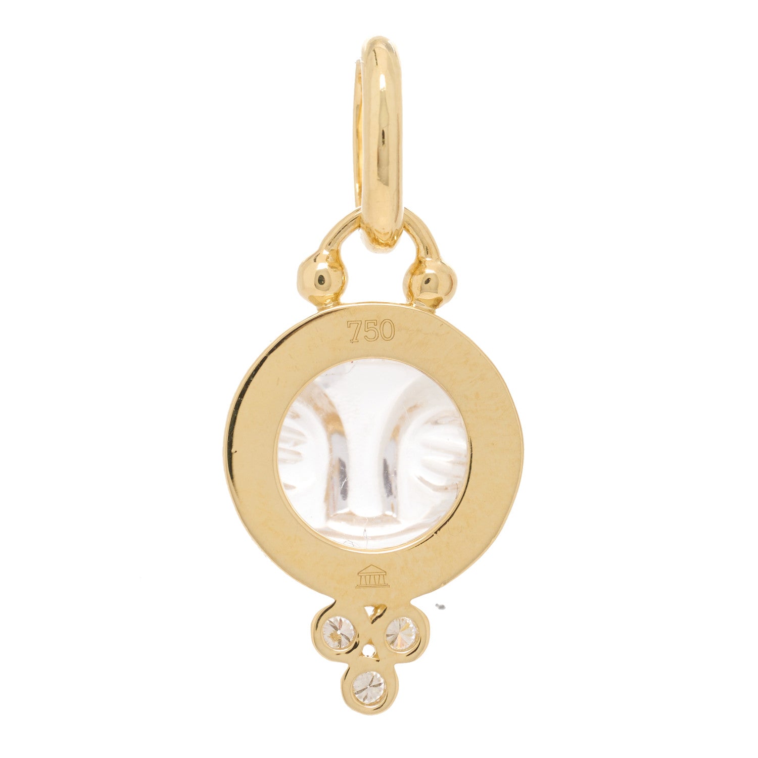 Temple St. Clair 18K Yellow Gold Diamond Rock Crystal 10mm Moonface Pendant 4 of 4