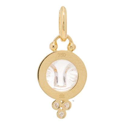 Temple St. Clair 18K Yellow Gold Diamond Rock Crystal 10mm Moonface Pendant 4 of 4