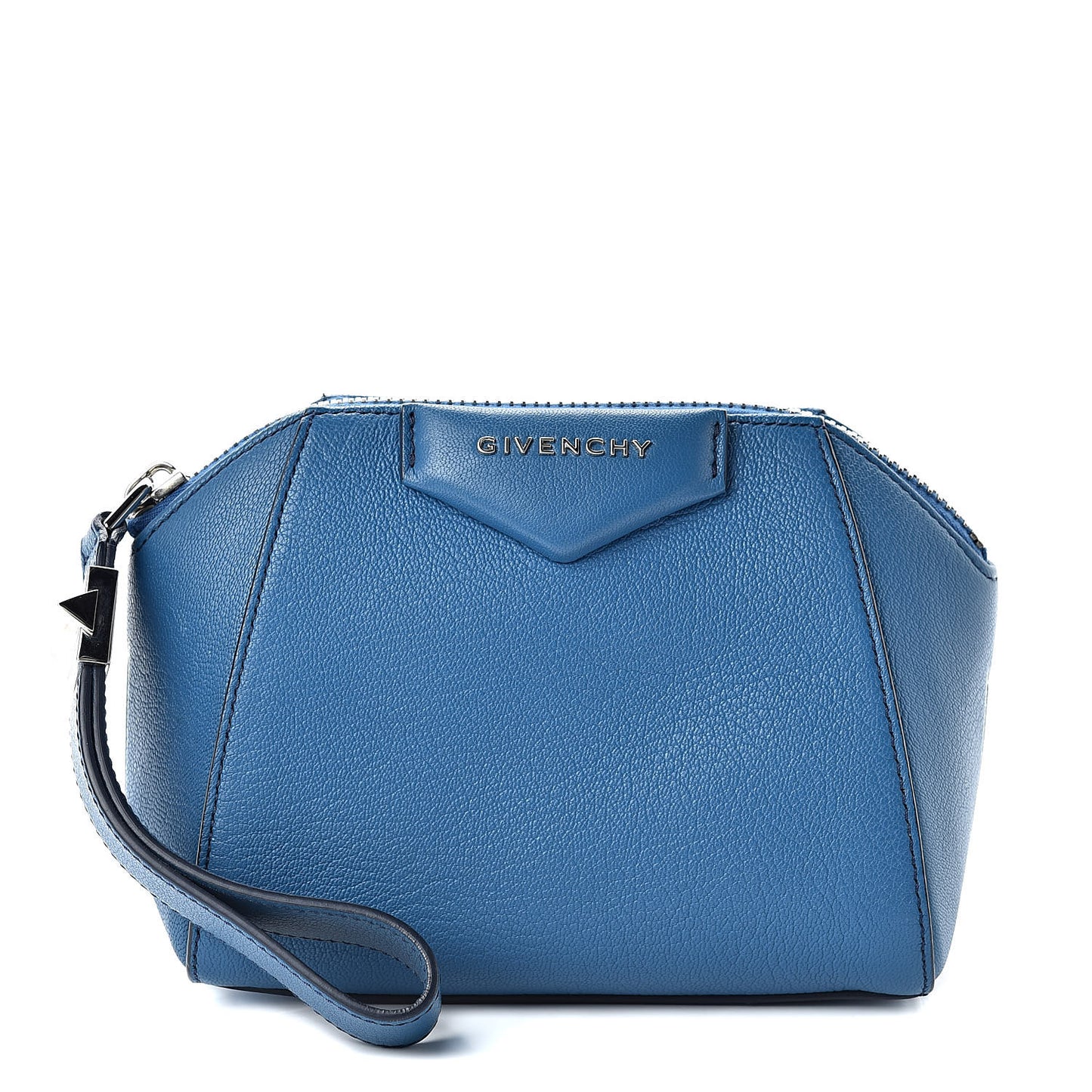 Sugar Goatskin Small Antigona Beauty Wristlet Medium Blue