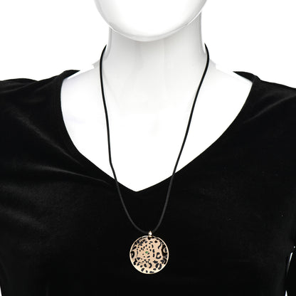 Cartier 18K Yellow Gold Enamel Tsavorite Panthere De Cartier Pendant Cord Necklace 2 of 5