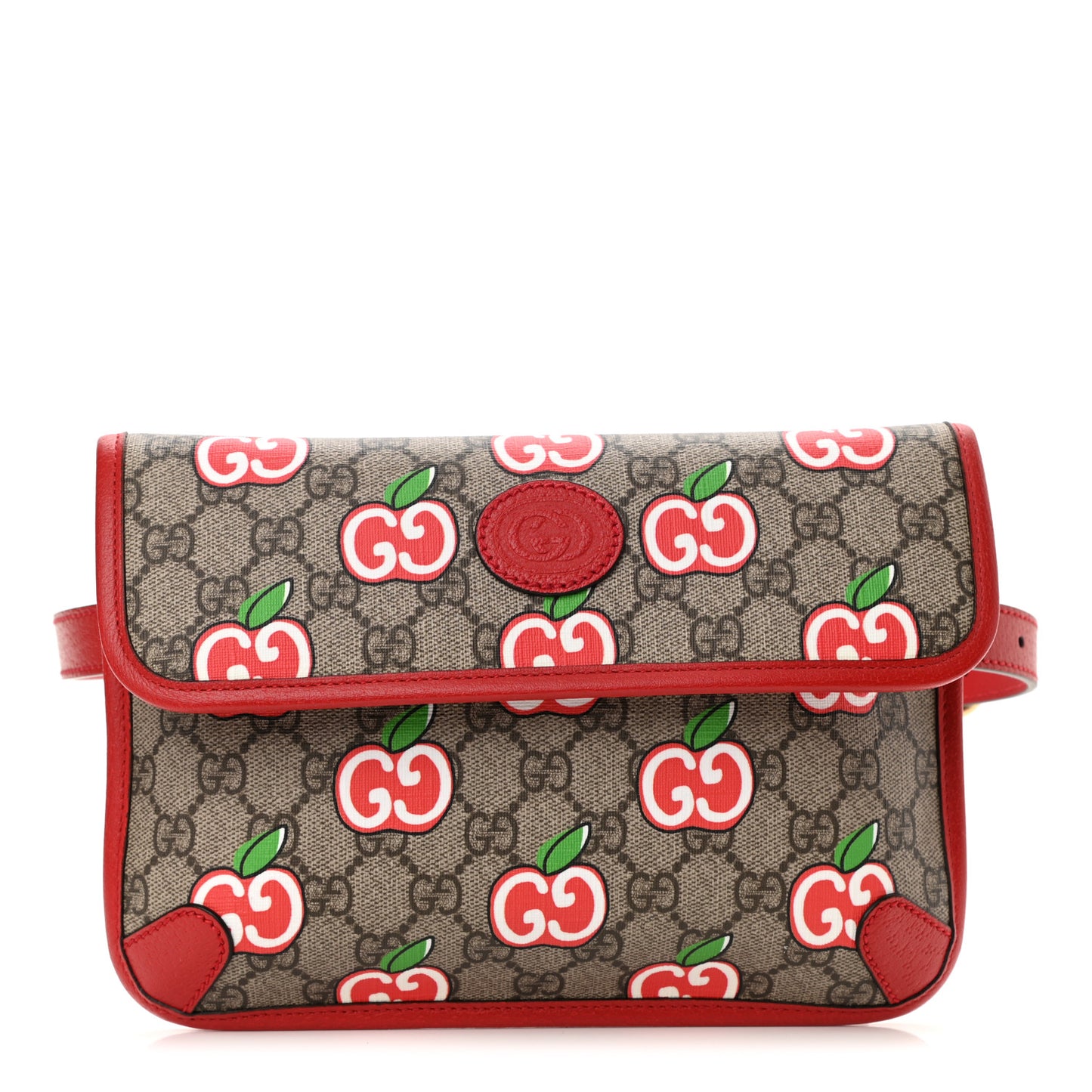 GG Supreme Monogram Apple Interlocking G Belt Bag Beige Multicolor Lobster Red