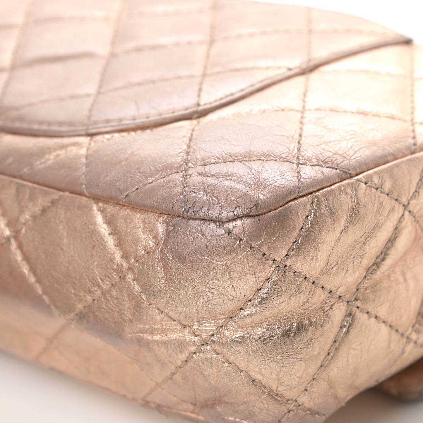 Metallic Aged Calfskin Quilted 2.55 Reissue 227 Flap Gold
