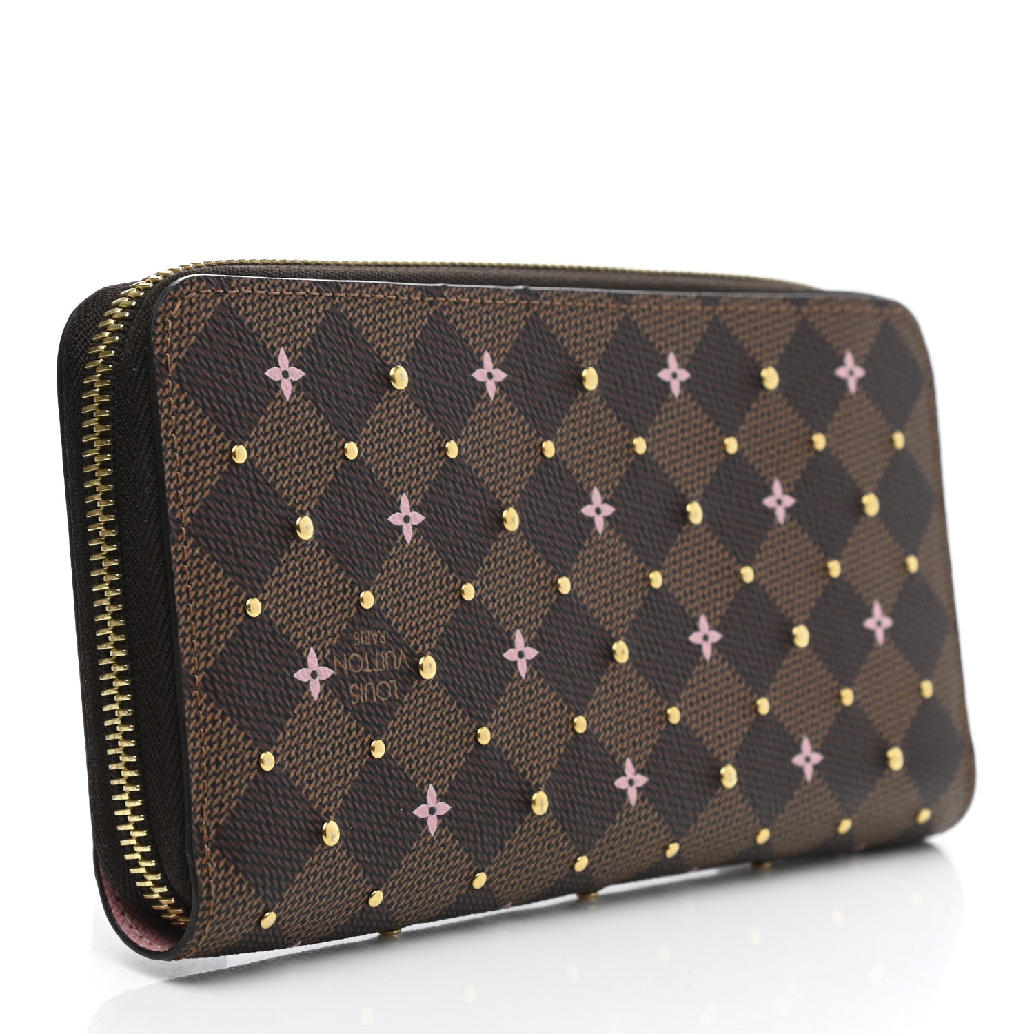 Louis Vuitton Damier Ebene Studded Zippy Wallet Rose Ballerine 3 of 5