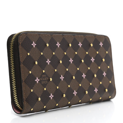 Louis Vuitton Damier Ebene Studded Zippy Wallet Rose Ballerine 3 of 5