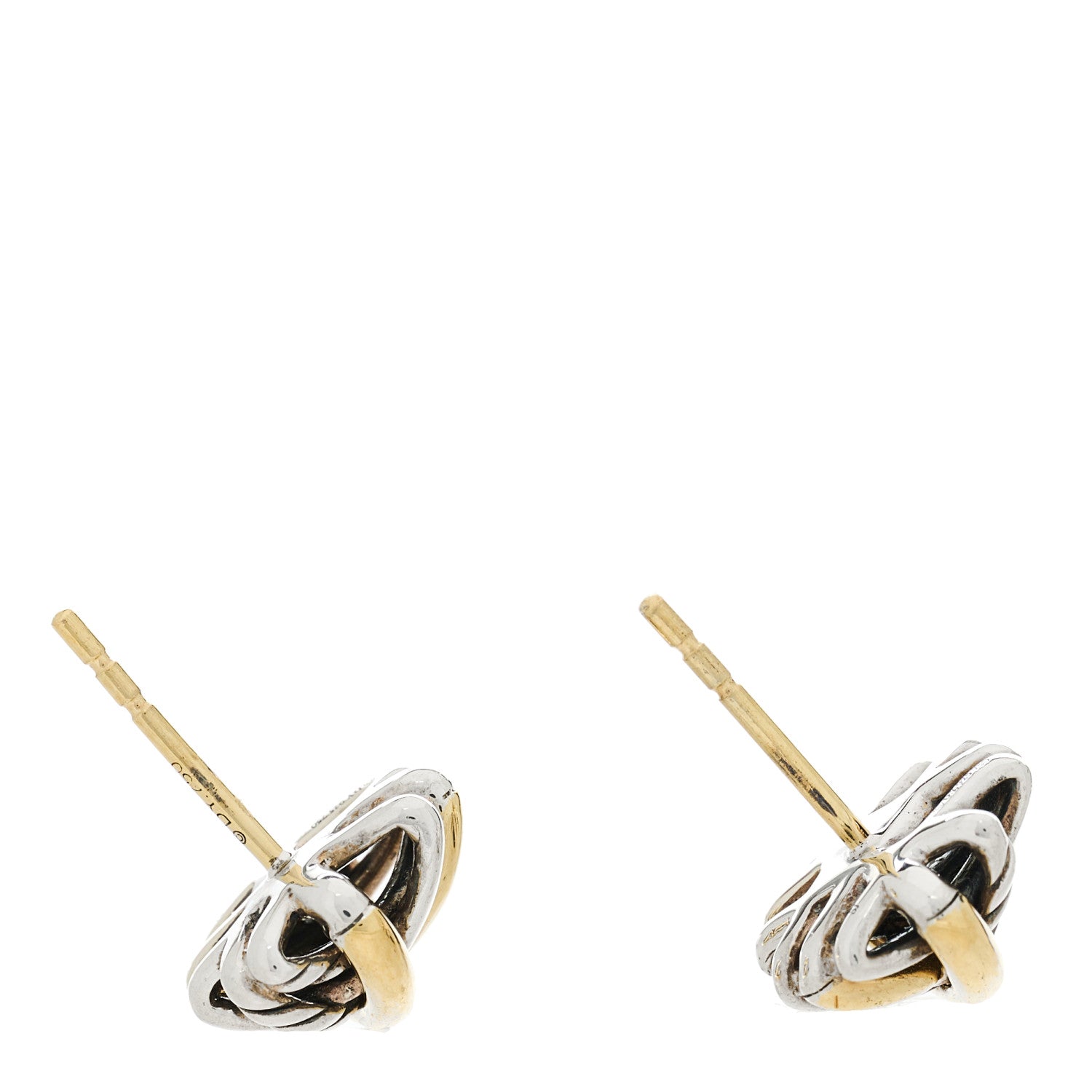 David Yurman Sterling Silver 18K Yellow Gold Crossover Stud Earrings 3 of 4