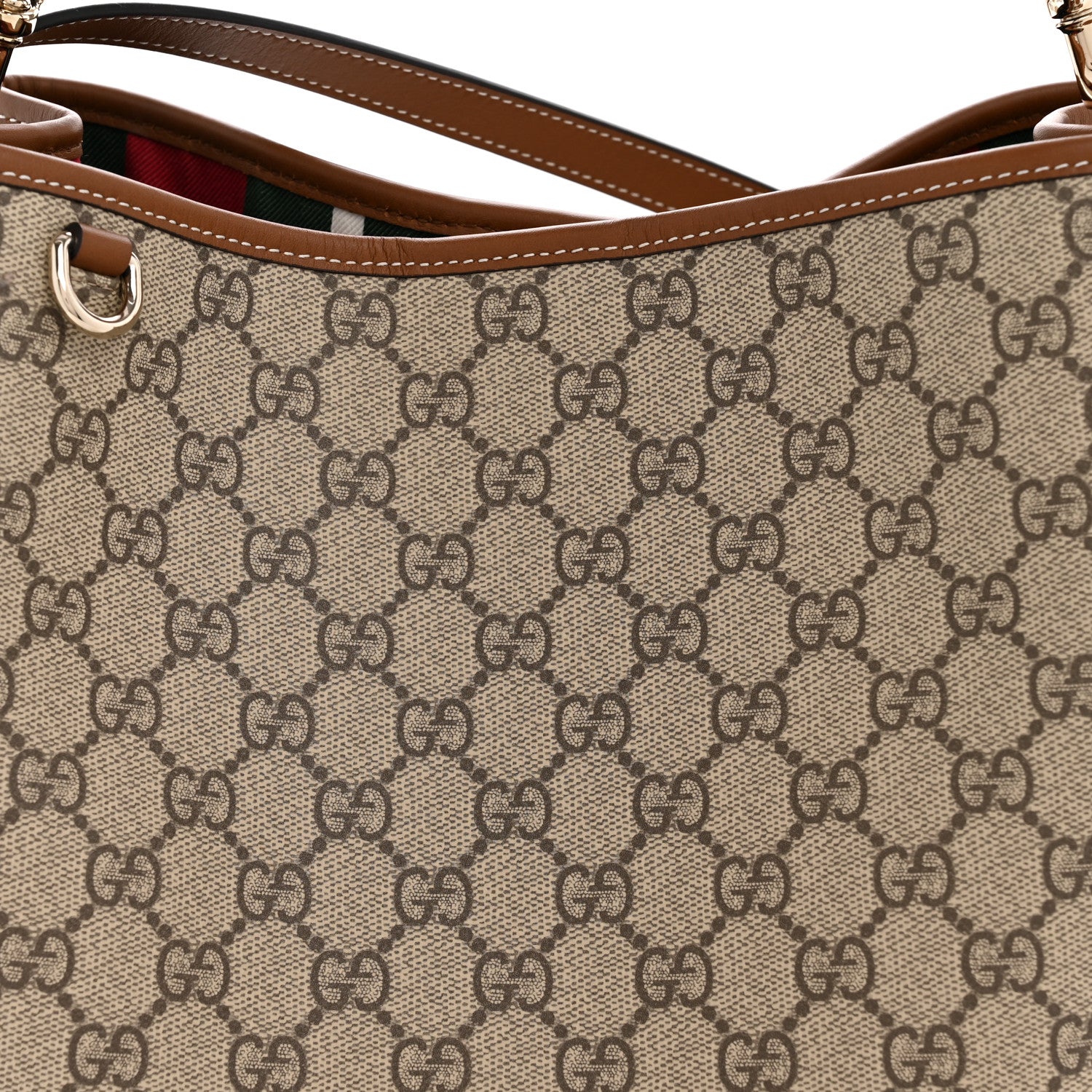 Gucci GG Supreme Monogram Medium Emblem Bucket Bag Beige Brown 8 of 11