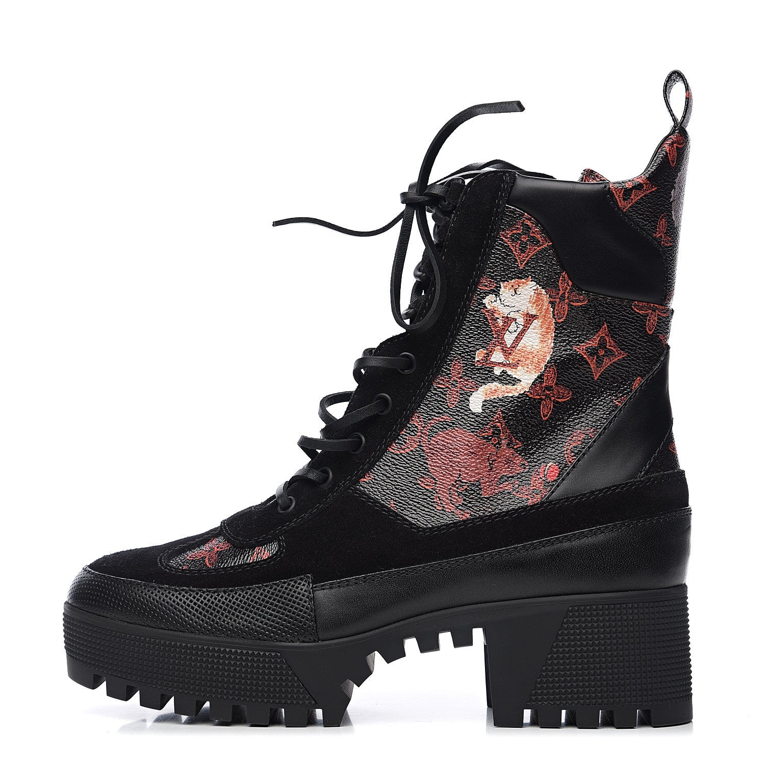 Louis Vuitton Suede Calfskin Catogram Laureate Platform Desert Boots 40 Black Marron 1 of 7
