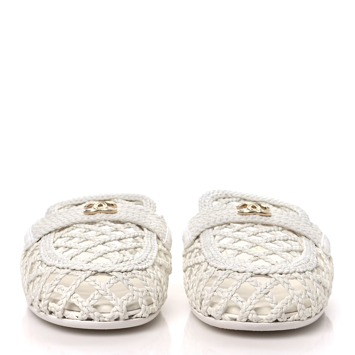 Braided Lambskin Mule Sandals 37 White