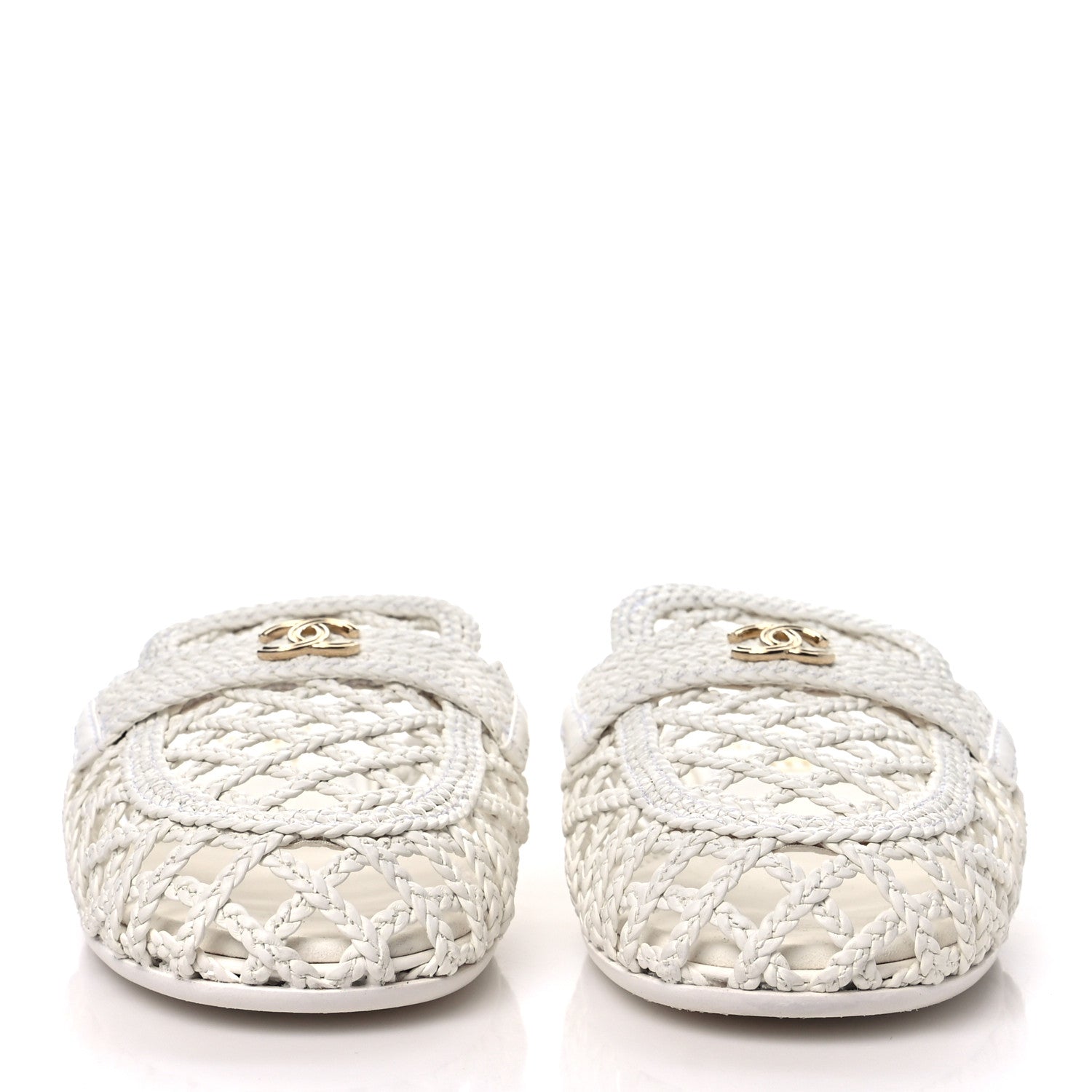 Chanel Braided Lambskin Mule Sandals 37 White 3 of 9