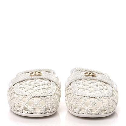 Chanel Braided Lambskin Mule Sandals 37 White 3 of 9