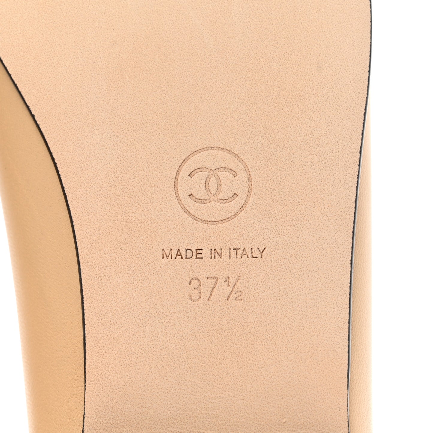 Lambskin Cap Toe CC Ballerina Flats 37.5 Beige Black