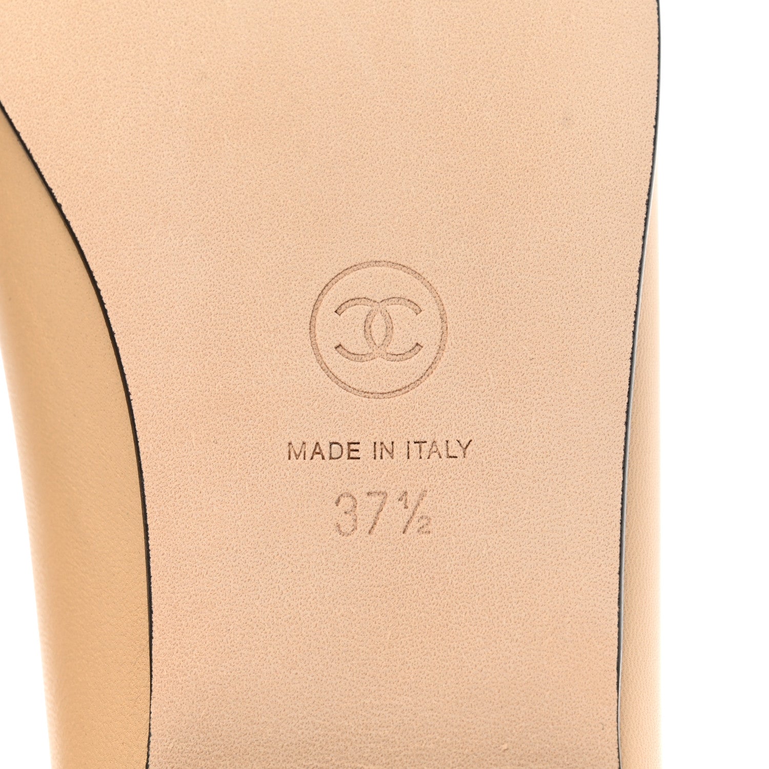 Chanel Lambskin Cap Toe CC Ballerina Flats 37.5 Beige Black 8 of 9
