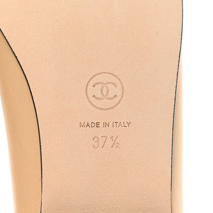 Chanel Lambskin Cap Toe CC Ballerina Flats 37.5 Beige Black 8 of 9