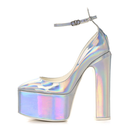 Valentino Garavani Metallic Tan-Go 55/155mm Platform Pumps 37.5 Silver 1 of 10