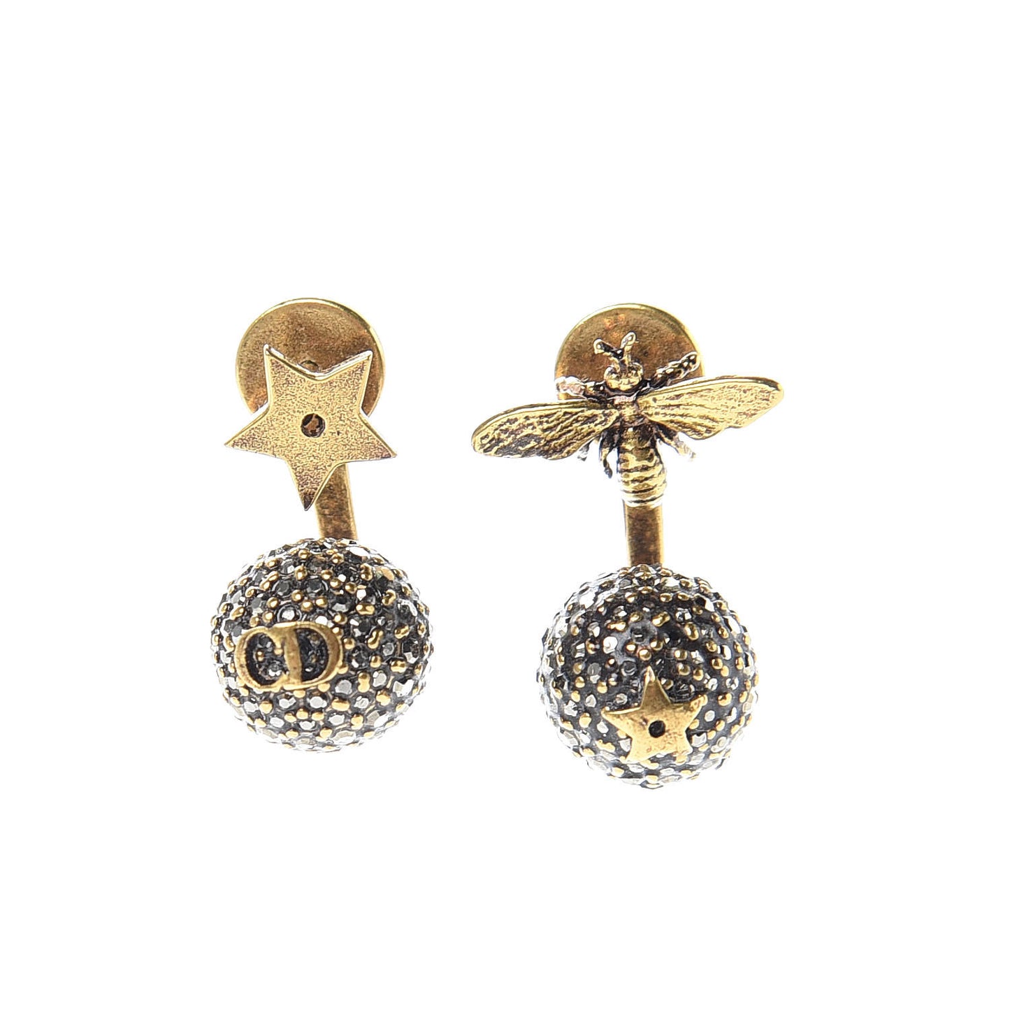 Metal Bee Star Tribale Earrings Aged Gold