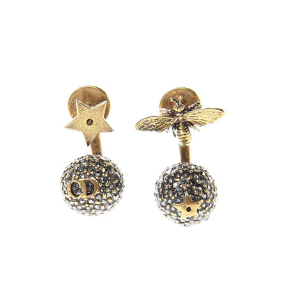 Christian Dior Metal Bee Star Tribale Earrings Aged Gold 1 of 4