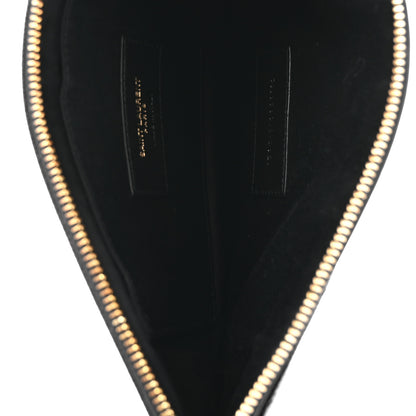 Saint Laurent Grain De Poudre Chevron Monogram Large Bill Pouch Black 9 of 14