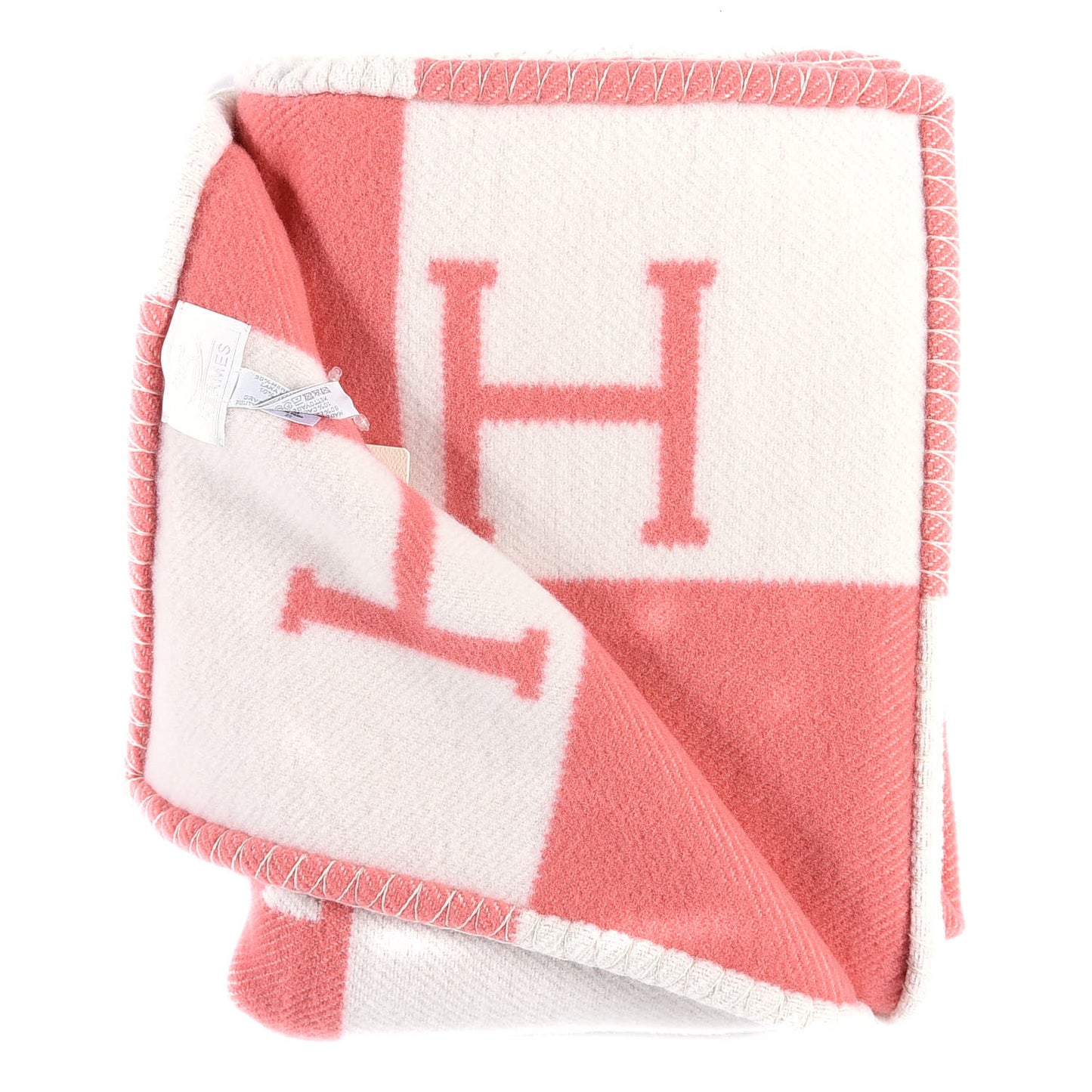 Wool Cashmere Avalon Baby Blanket Rose Airelle White