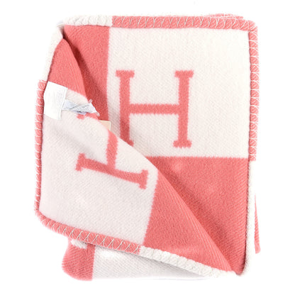 Hermes Wool Cashmere Avalon Baby Blanket Rose Airelle White 2 of 3