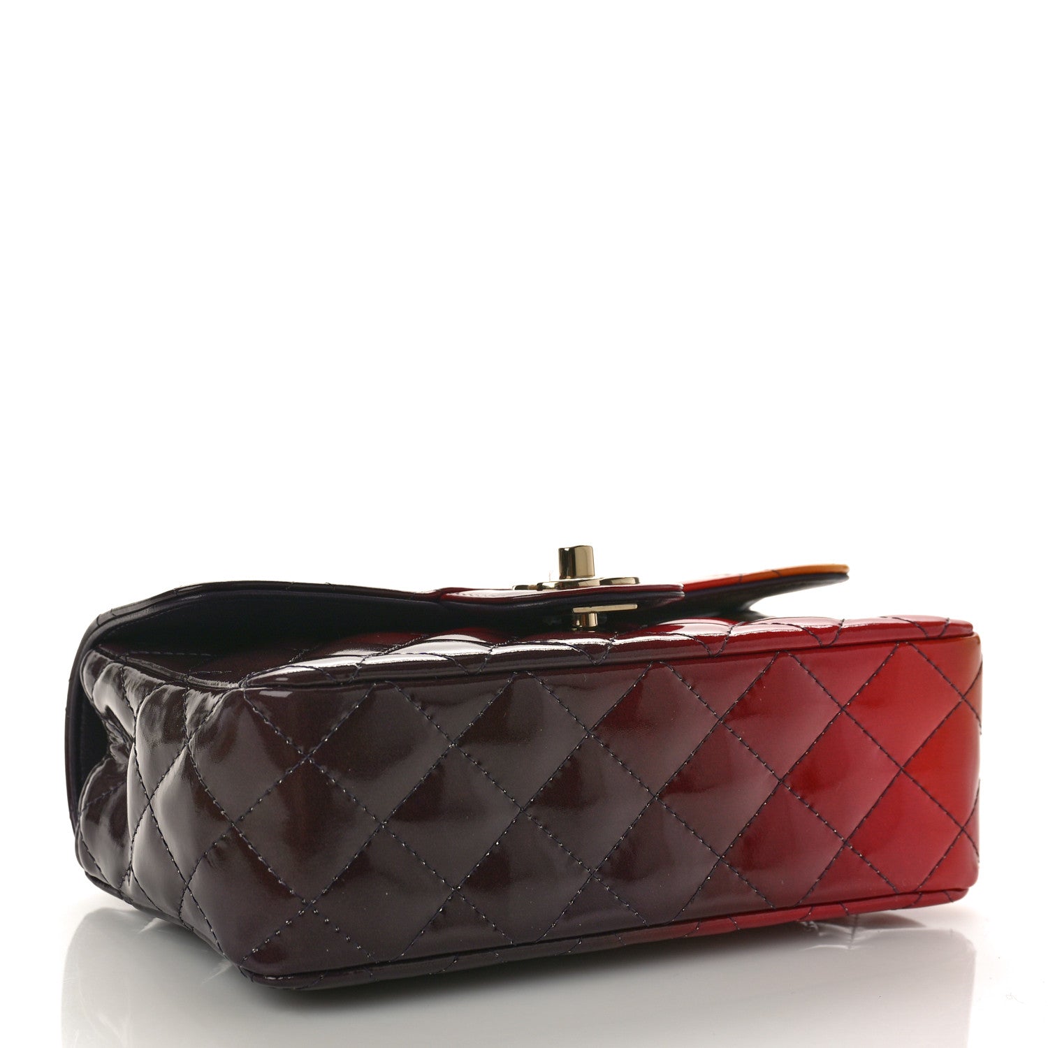 Chanel Shaded Patent Calfskin Quilted Mini Rectangular Flap Red Yellow Dark Purple 4 of 9