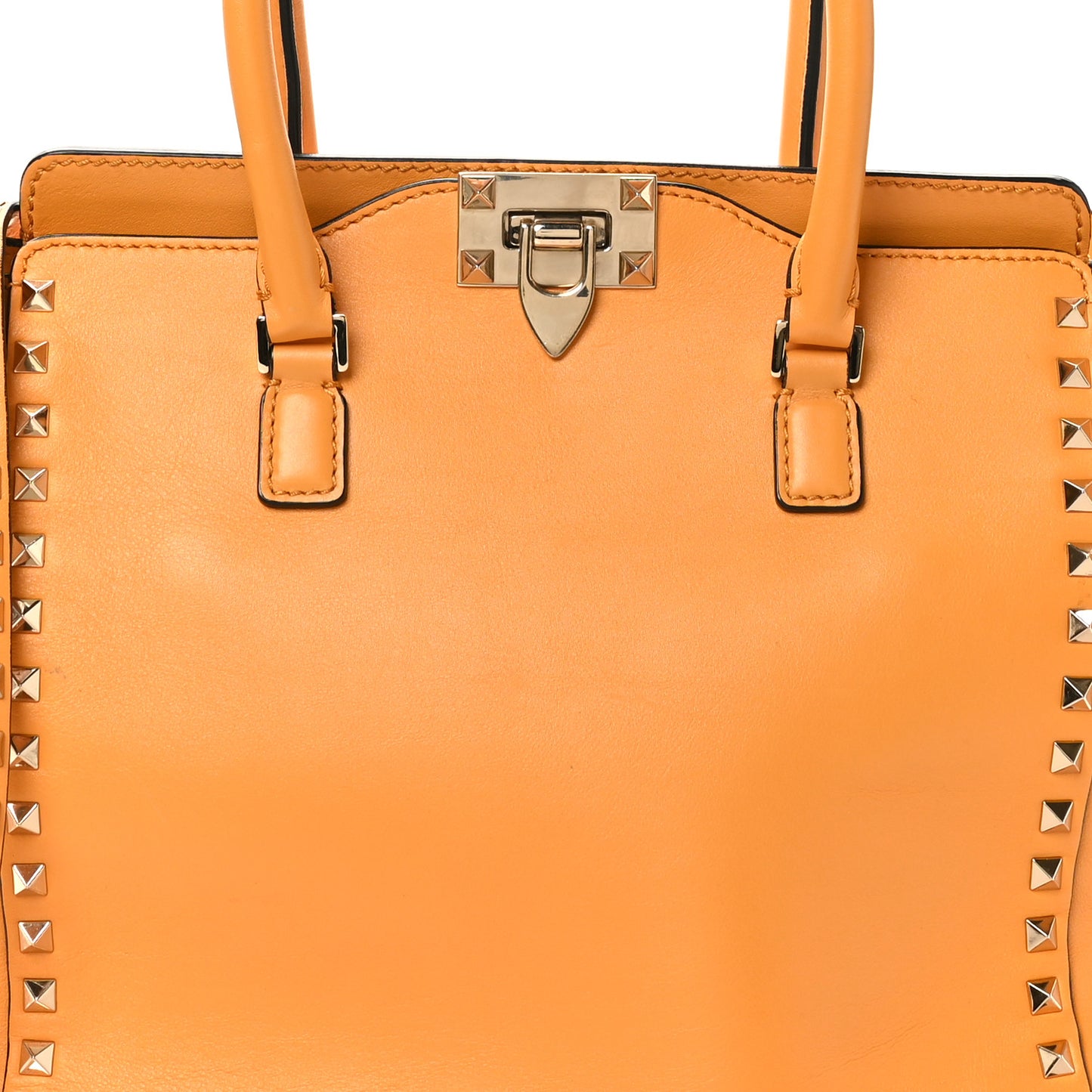 Vitello Small Rockstud Double Handle Tote Mandarin Sorbet
