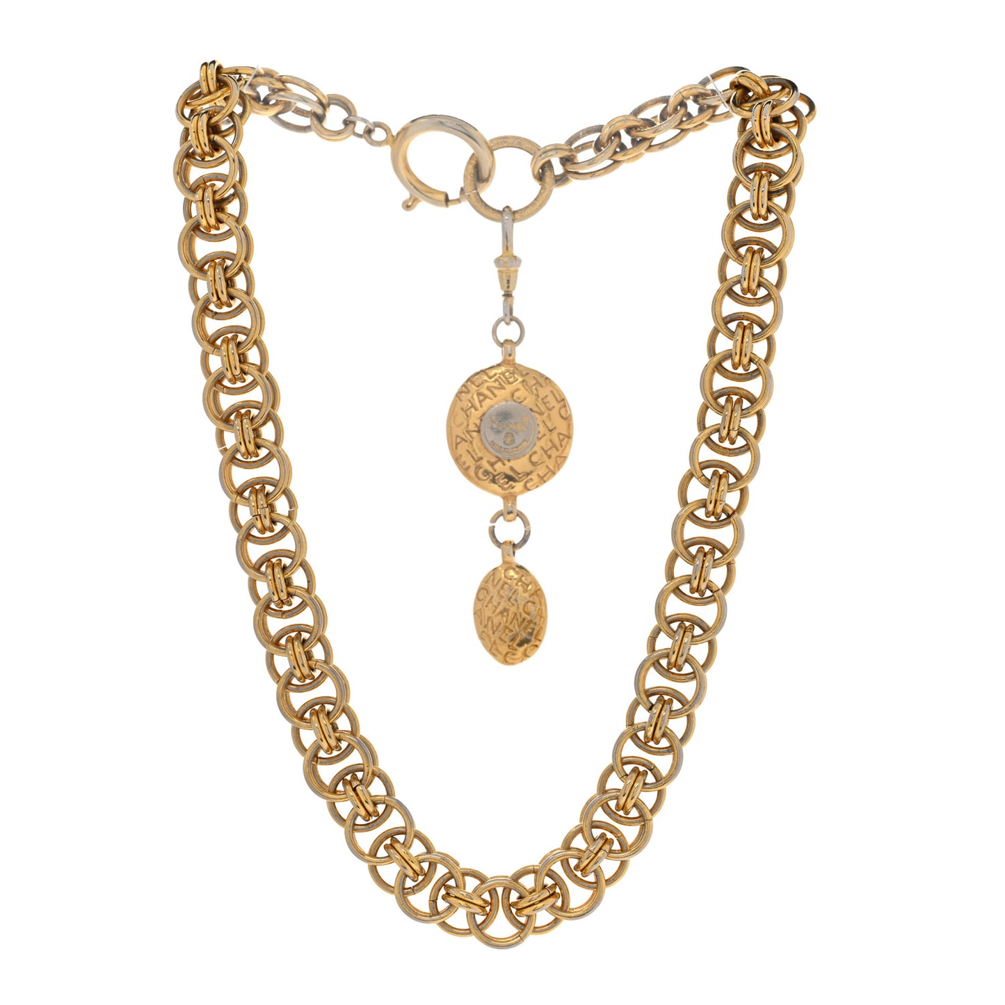 Metal Coco Chanel Link Short Necklace Gold