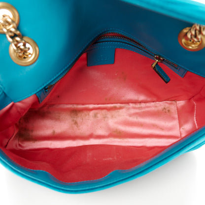 Gucci Velvet Matelasse Small GG Marmont Shoulder Bag Pavone Cyan 5 of 11
