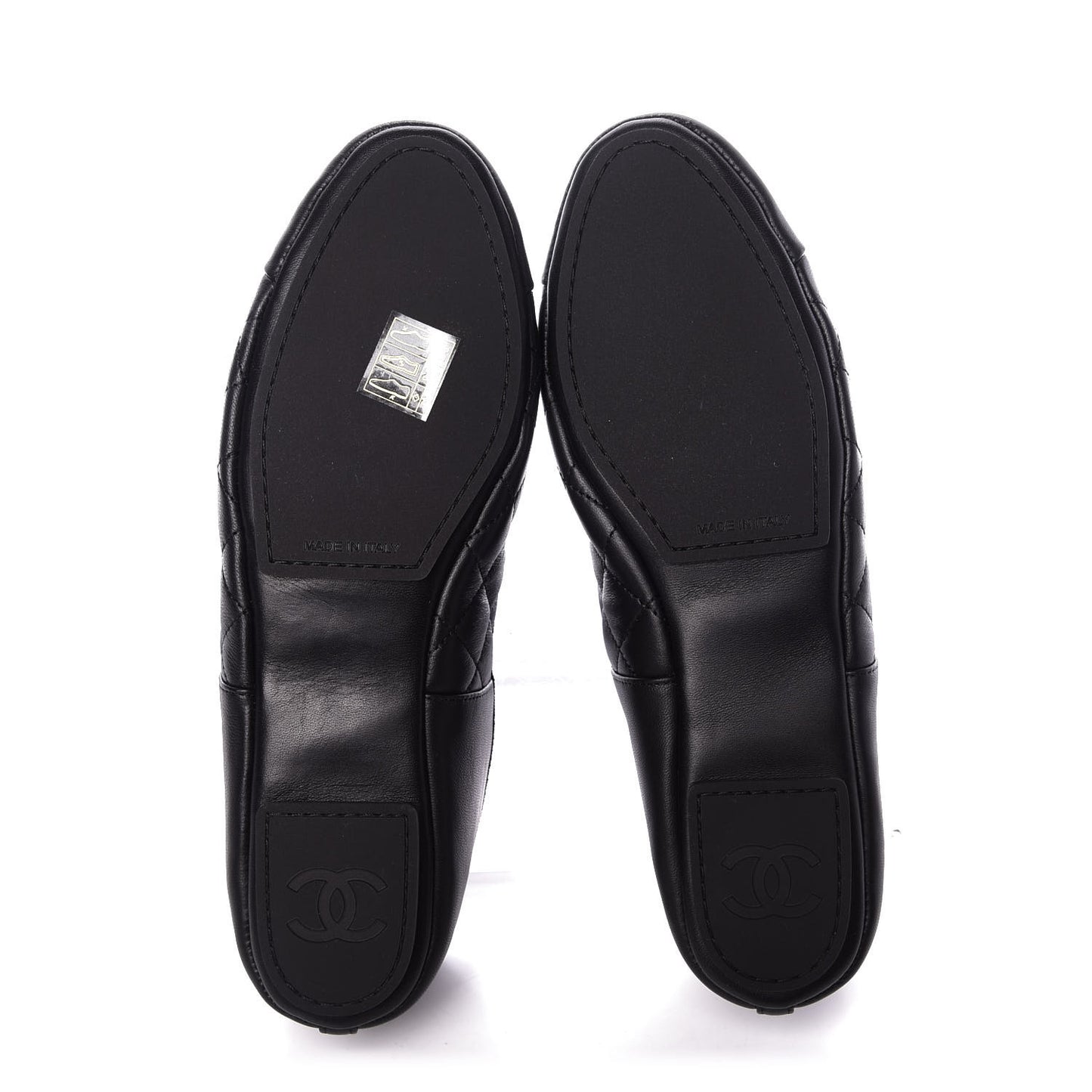 Lambskin Quilted Cap Toe Slipper With Pouch 37 Black
