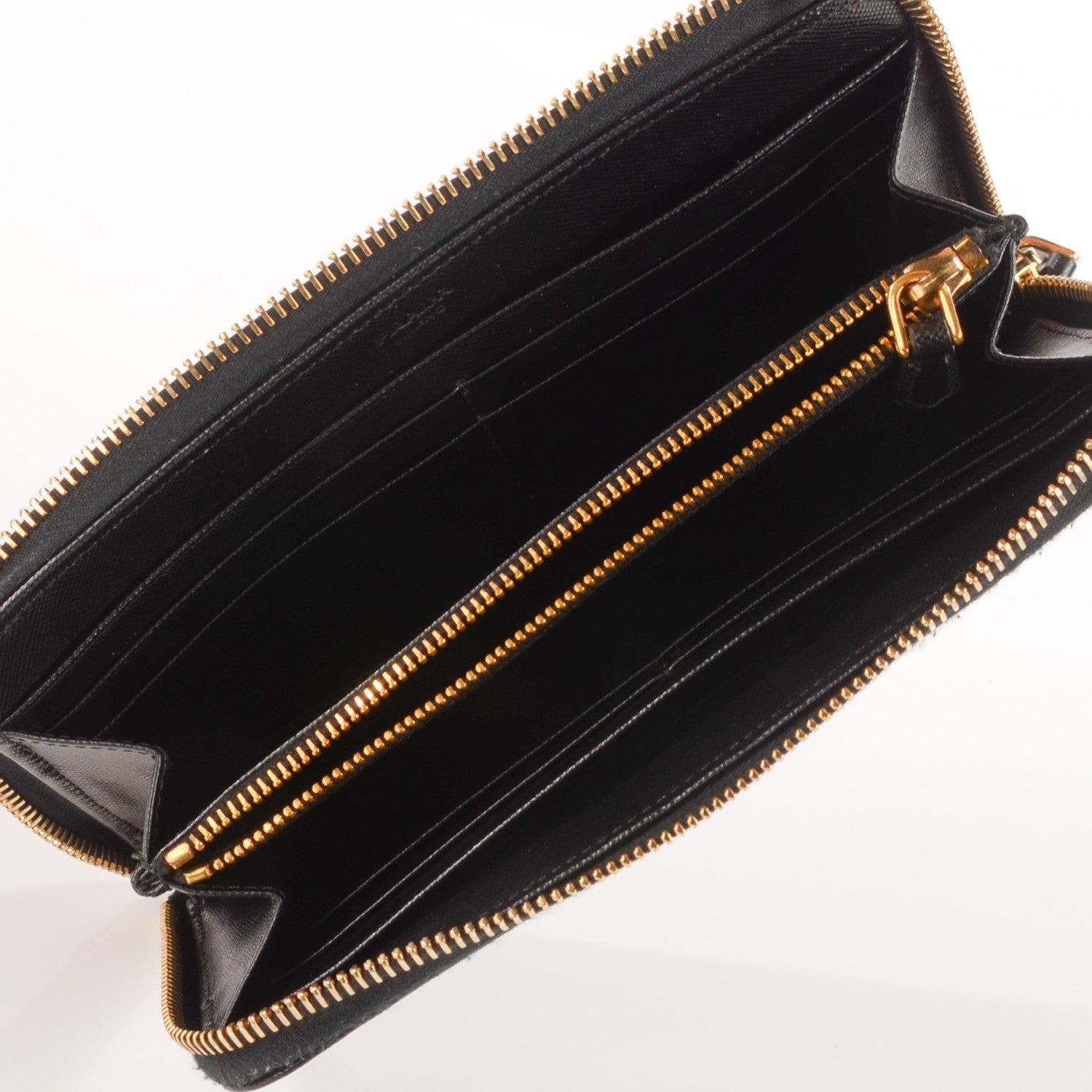 Prada Saffiano Metal Zip Around Wallet Nero Black 5 of 8