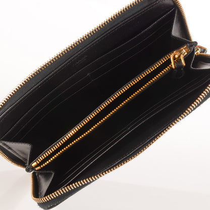 Prada Saffiano Metal Zip Around Wallet Nero Black 5 of 8