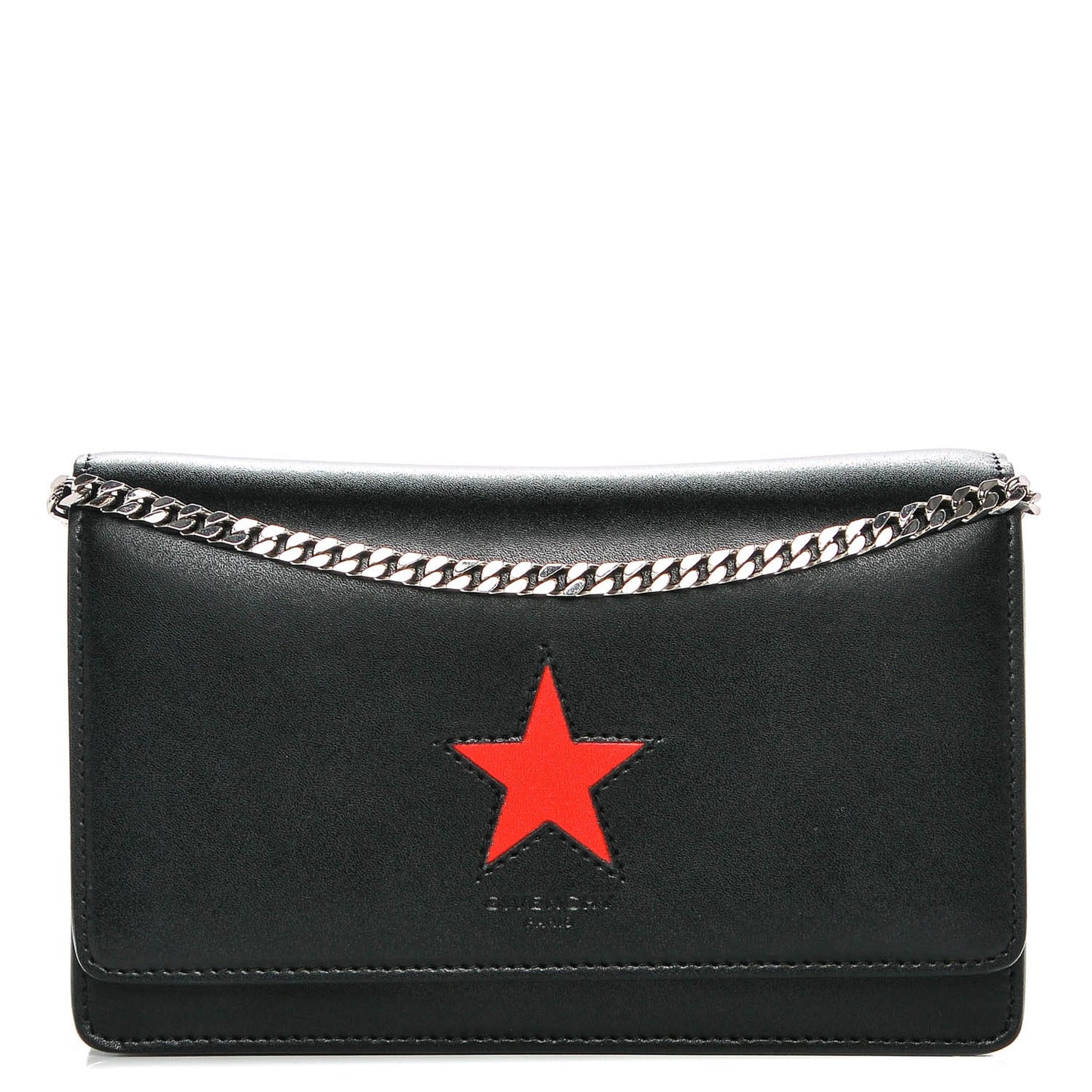 Calfskin Star Pandora Chain Wallet Black