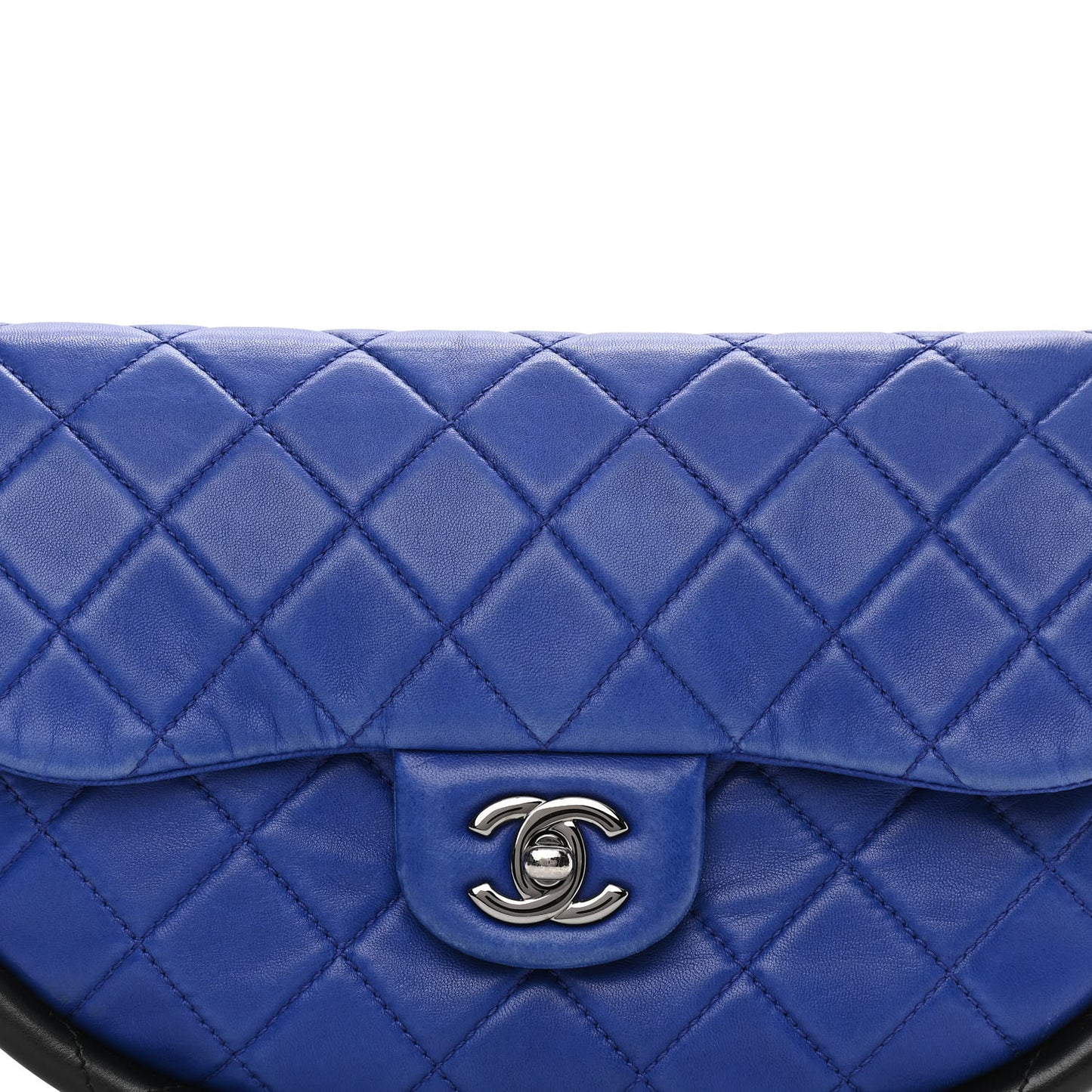 Quilted Lambskin Small Hula Hoop Flap Dark Blue